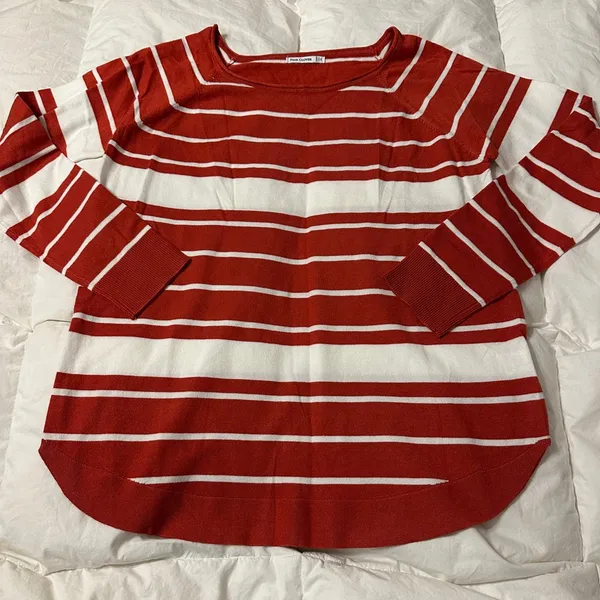 Pink Clover Red and White Valencia Curved Hem Striped Knit Top - NWOT - Size XL - Image 3