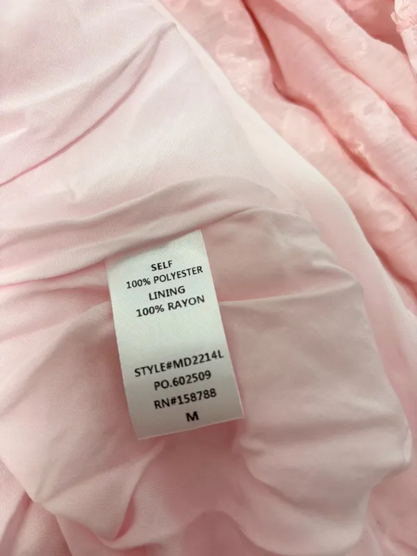 Mable Ribbon Textured Puff Sleeve Babydoll Mini Dress In Baby Pink‎ Size M - Image 15