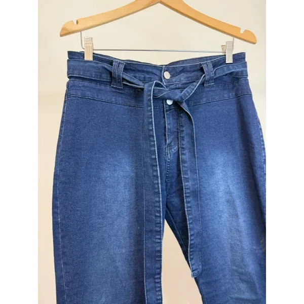 Pantete Curvy Flare Jeans With Belt Dark Wash SzXL /34 - Image 4