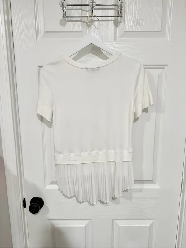 Banana Republic White Cotton Pleated Back Top Quiet Luxury Minimalist XS - Image 6