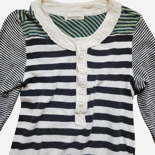 We the Free vintage green and white striped Henley - size small - Image 3