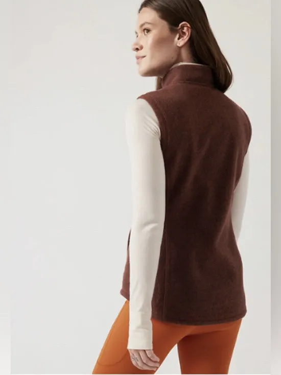 Athleta Stroll Fleece Moto Vest size‎ xs Rust Orange - Image 3