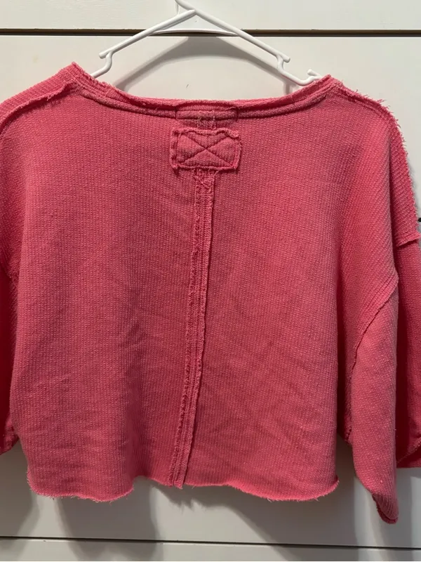 Free People Off My Mind Cropped T-Shirt Pink - Image 3