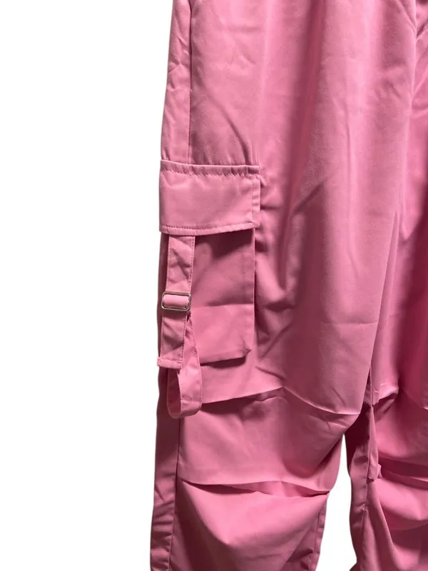 Boutique Wide Leg Cargo Pants Pink Size XL Y2K Rave Summer Retro Coastal Casual Minimalis - Image 7