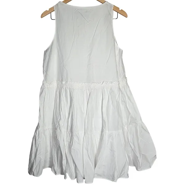 J. Crew Tiered lace-up mini dress‎ in cotton poplin White M BR462 - Image 2