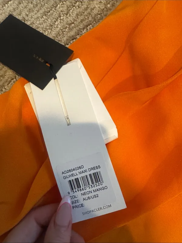 Acler Gilwell Maxi Dress Orange Size 2 - Image 4