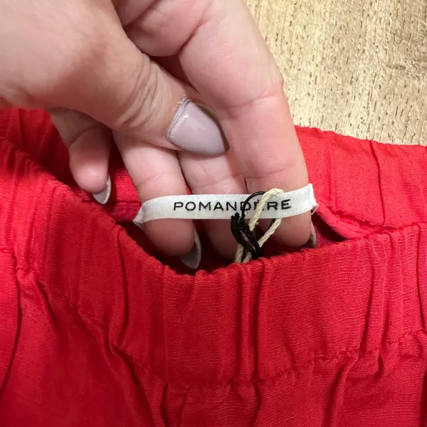 Pomandere | NWT Women's Red Linen Elastic Waist Straight‎ Leg Pants, EU 40, US S - Image 3