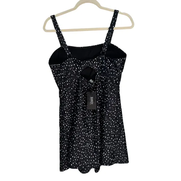 DACI Classic Fashion Collection Black White Polka Dot Square‎ Neck Mini Dress L - Image 10