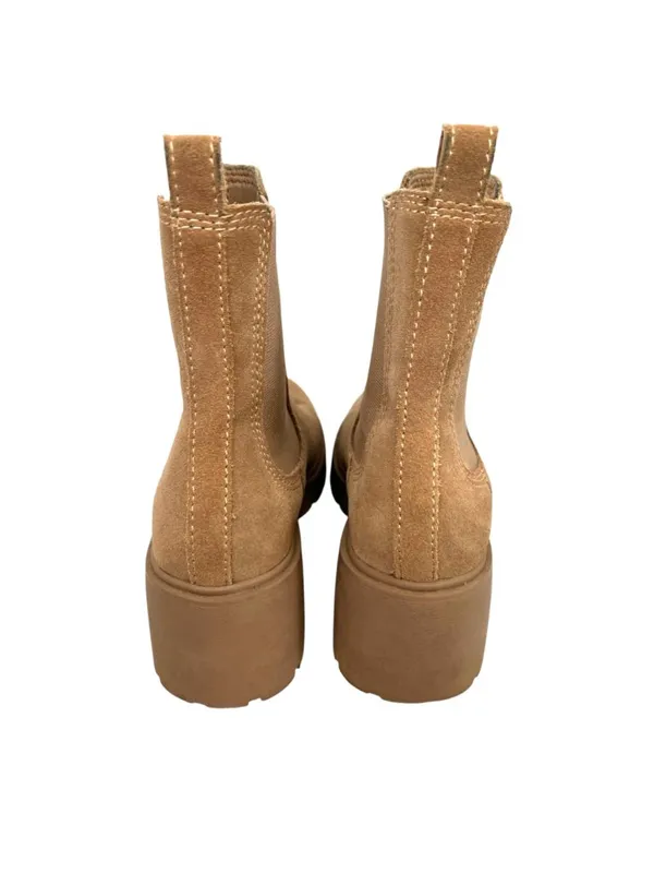 Steve Madden Haylan Suede Chelsea Boots Chunky Lug Sole Beige Tan Size 8 - Image 6