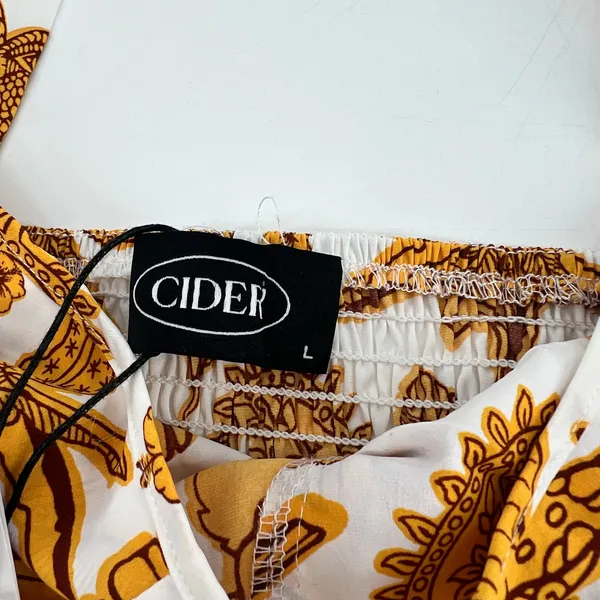 New Cider floral cream & yellow tie shoulder strap cropped top summer boho large - Image 4