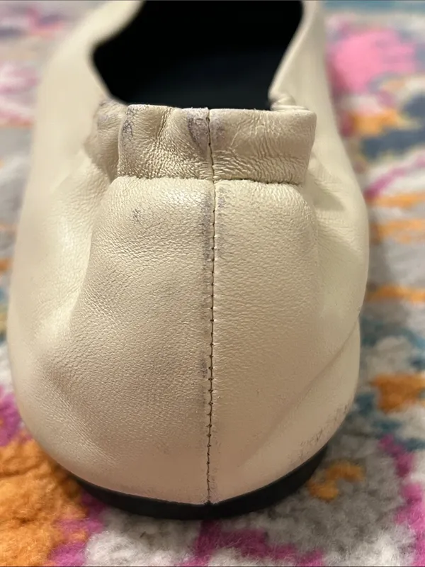Tory Burch Claire Cap Top Leather Ballet Flats in New Cream/Black Size 9 Neutral - Image 10