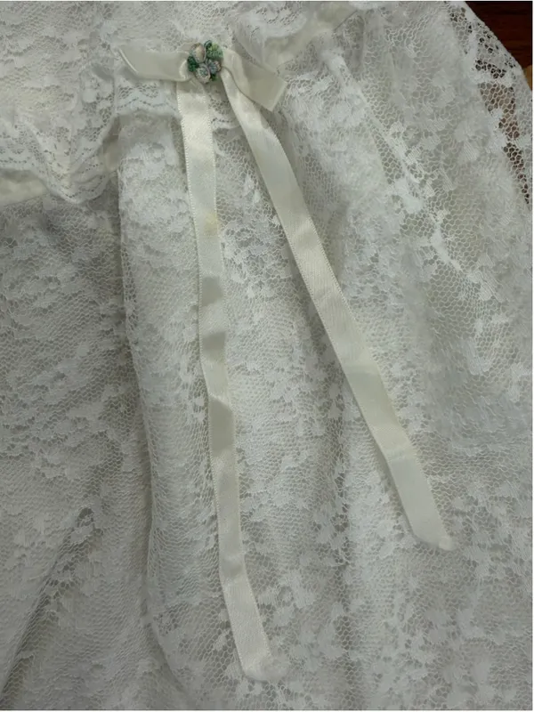 Vintage Periwinkle Lace Tiered Maxi Skirt Cream White Prairie Cottagecore M USA - Image 8