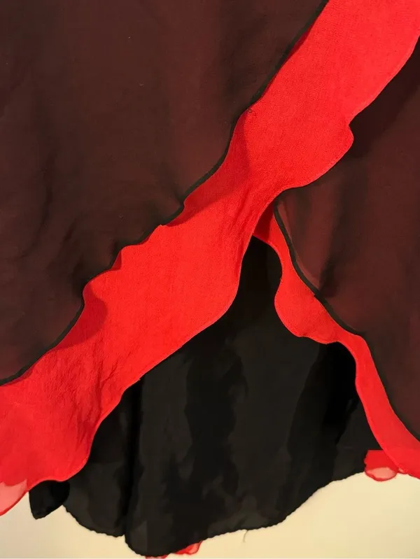 Vintage Cache Black Red Silk Strapless Tulip Hem Floral Beaded Accent Dress Sz10 - Image 7