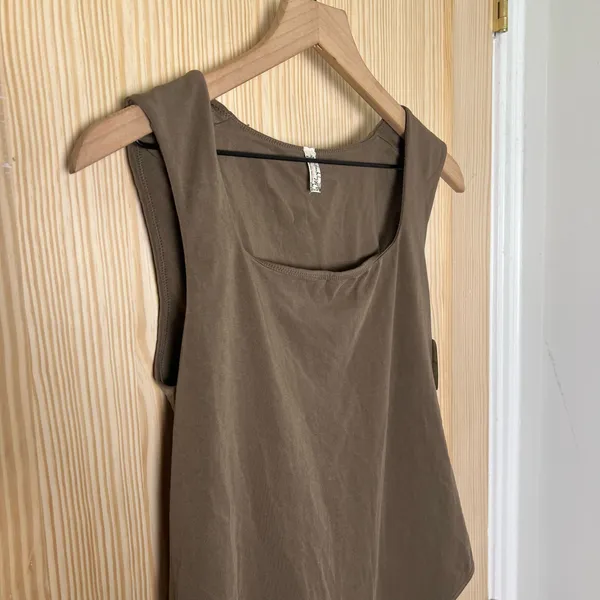 NWT FREE PEOPLE- Luna Square Neck Bodysuit Military Olive Size L/XL - Image 4