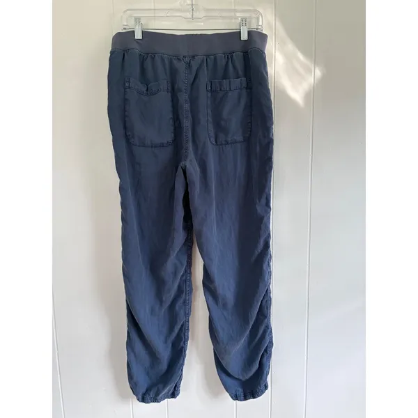 Faherty Brand Arlie Day Pants Navy Blue Linen Tencel Joggers Women Large - Image 2