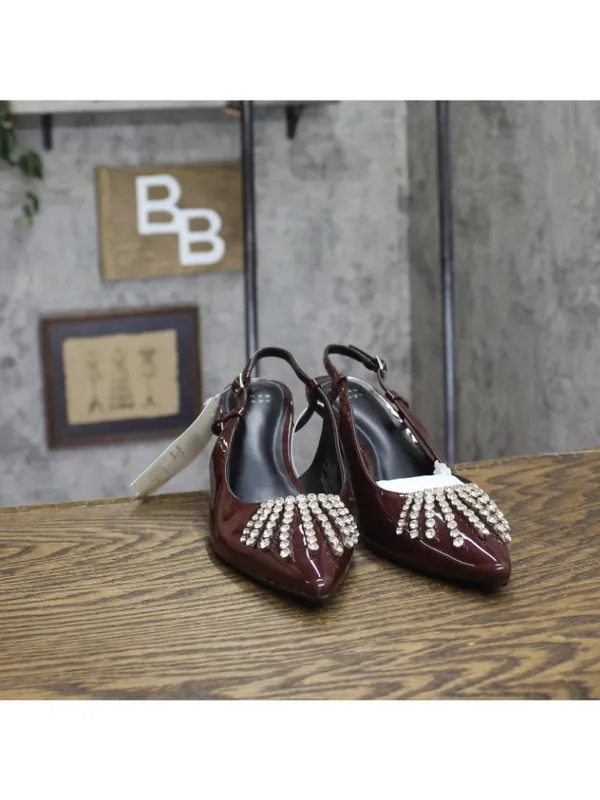 NWT A New Day Serafina Rhinestone Slingback Heels 94661785 Burgundy Red 8.5M - Image 4
