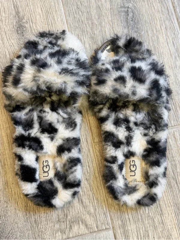 UGG Women's Fluff Slide II Leopard Sheepskin Slippers Size US 5 UK 3 - Image 2