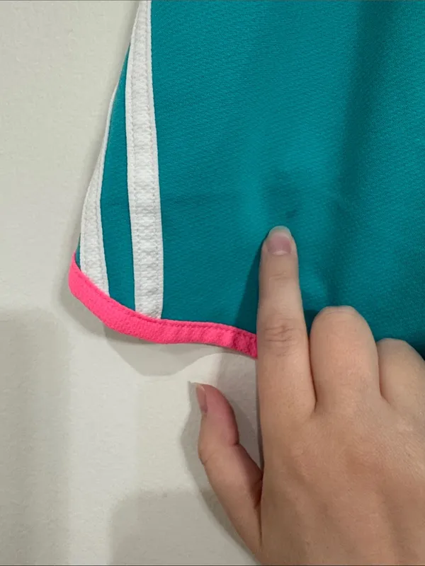 Adidas Colorful Running Drawstring Shorts Teal Pink Trim Three White Stripes S - Image 6