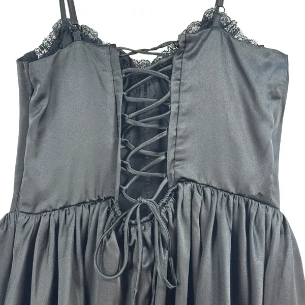 Whimsigoth Sexy Black Mini‎ Dress Lace Corset Party Dress Sz M Witchy Fairy Goth - Image 11