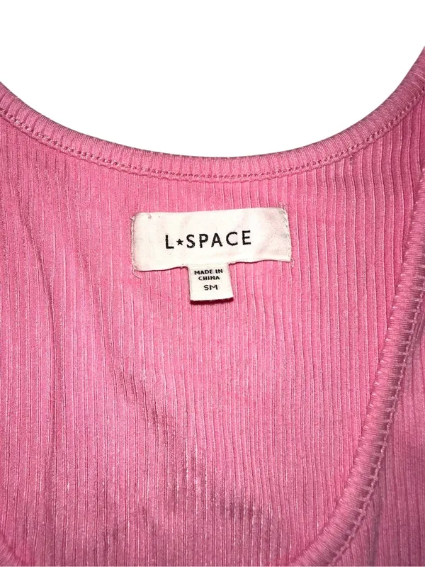 L*space Skyler Dress Ribbed Pink Cutout Side Slit Sleeveless Midi SMALL in Guava - Image 5