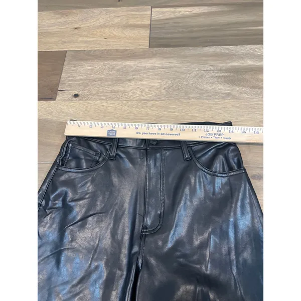 Abercrombie & Fitch ’90s Straight Ultra High Rise Faux Leather Pants Sz 6 Black - Image 3