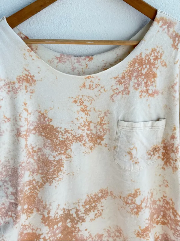 Bleached grunge off the shoulder pocket tee Tan Size XL - Image 2