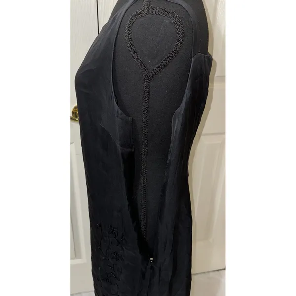 VTG 90s CASUAL Corner Old Stock Black Floral Silk Sleeveless Sheath Dress- Sz12‎ - Image 5