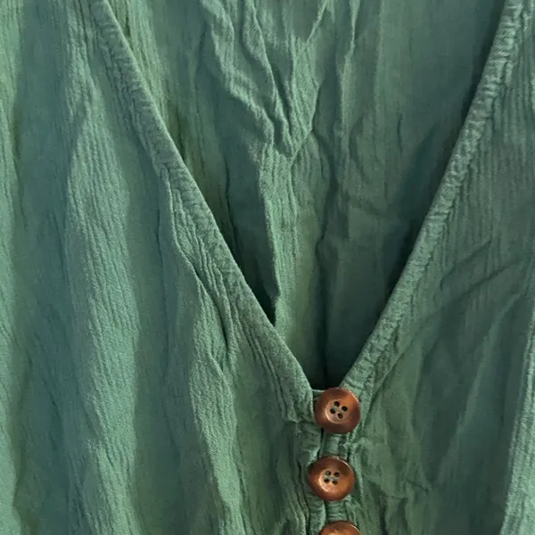 Abercrombie & Fitch Womens Dark Green Boho Crop Top XS 32” Button Front V Neck - Image 3