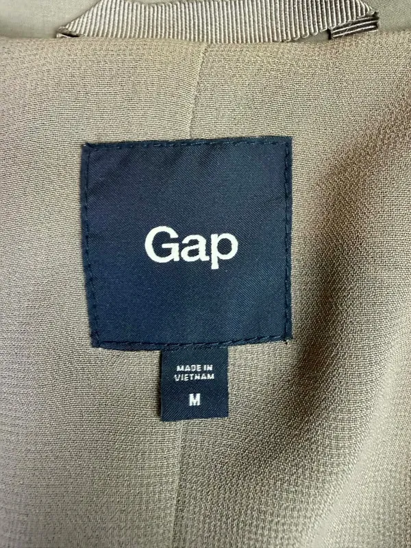Gap Modern Gray Lightweight Open Front Belted Trench Coat Size Medium - Image 3