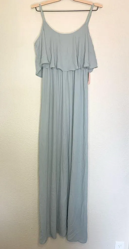 NWT Show Me Your Mumu Caitlin Ruffle Maxi Dress Silver Sage Green Size S - Image 4