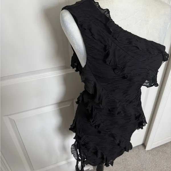 Zara Black One-Shoulder Bodycon Dress - Image 4