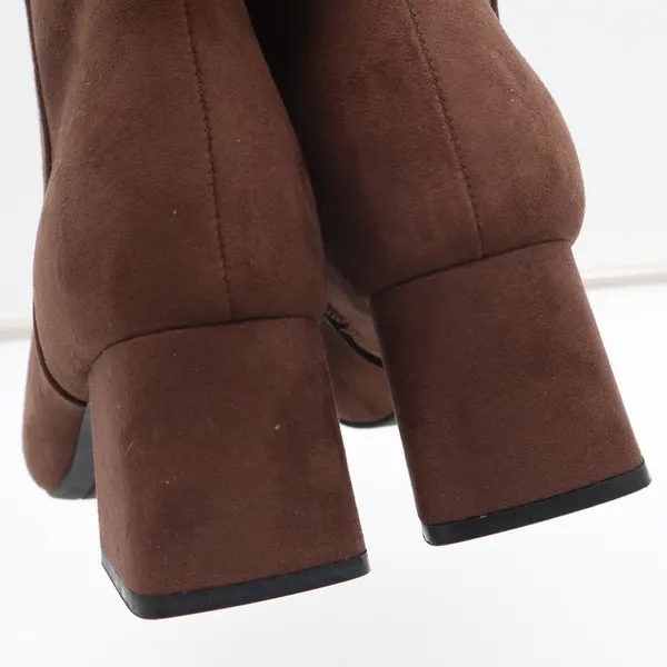 Old Navy Mod Bootie Brown Faux Suede Square Toe Block Heel Ankle Boots 8 - Image 8