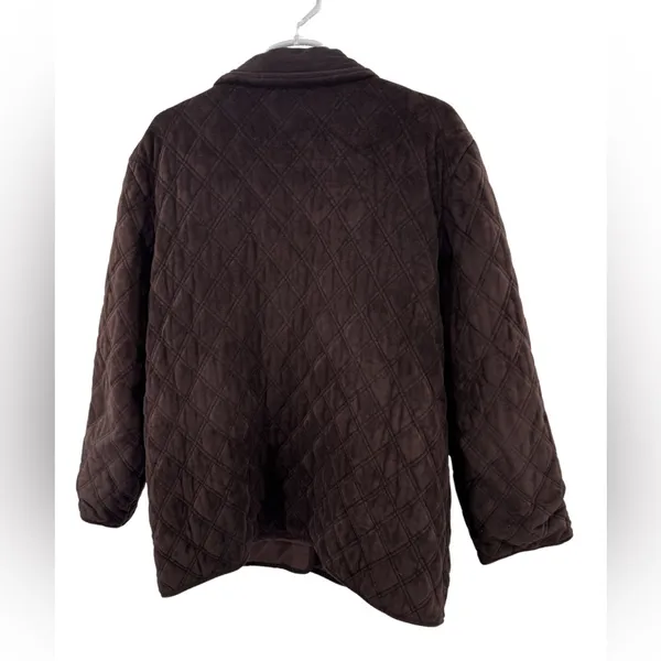 brown faux suede quilted barn jacket Lauren Ralph Lauren equestrian buttons XL - Image 2