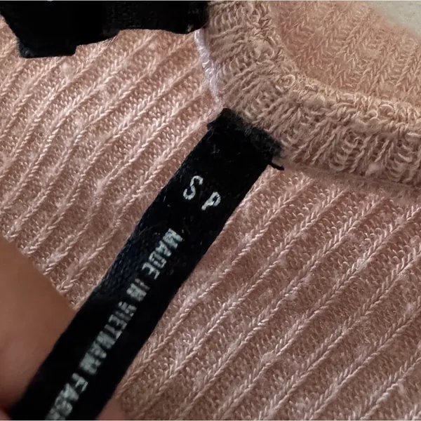Urban Outfitters Out From Under Light Pink Ribbed Cinched Crop Long‎ Sleeve Top - Image 6