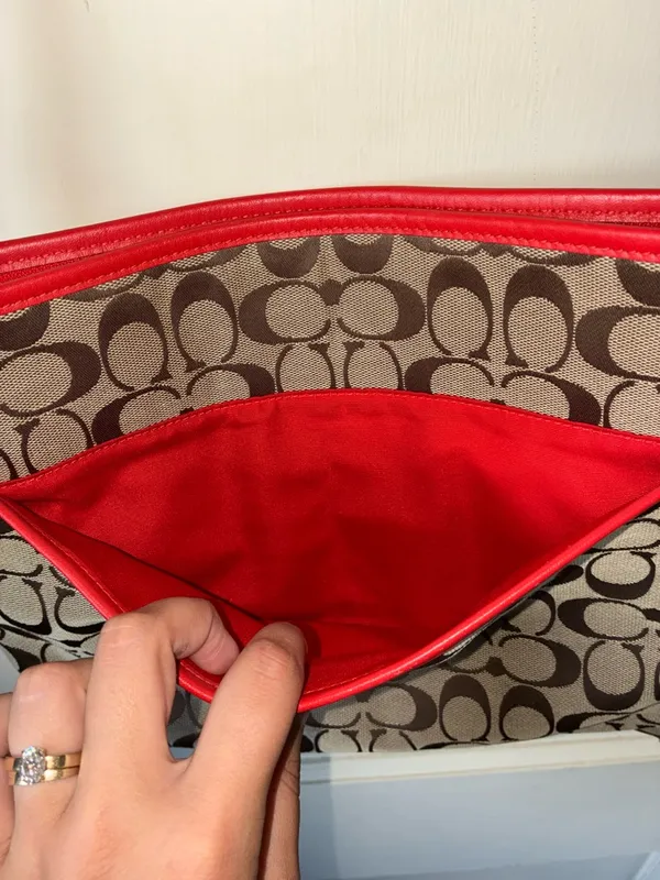 Coach Signature Canvas File Crossbody Bag Khaki/Classic Red F36378 - Image 5