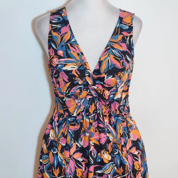 French Connection Cotton Floral Midi Dress Size Large NWT Wedding Guest Dress - Image 3