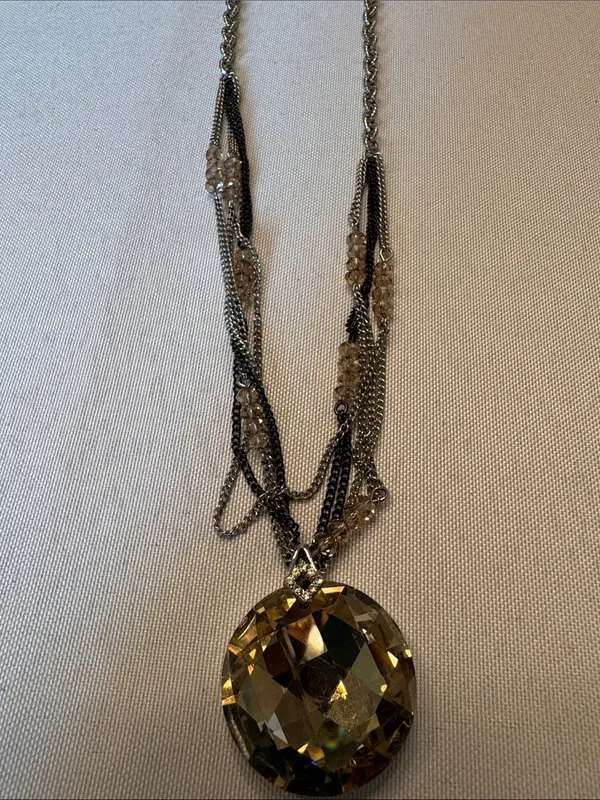 LOFT Multi-Strand Necklace with -Gold Faceted Pendant - Image 4