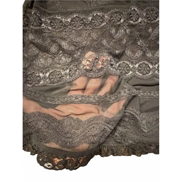 Dress Barn Womens Whimsigoth Black Sheer Mesh Lace Top Size L Boho Witchy Fairy Grunge - Image 6