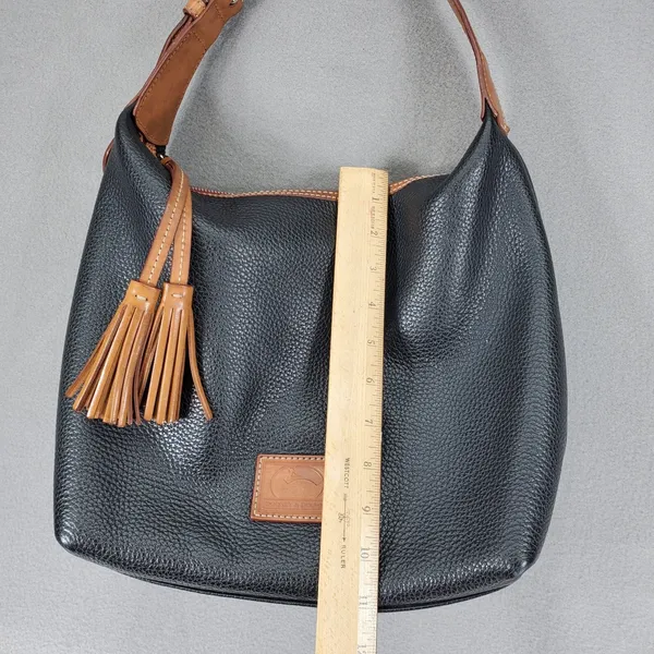Dooney & Bourke Black Tan Pebbled Leather Patterson Paige Shoulder Hobo‎ Bag - Image 5