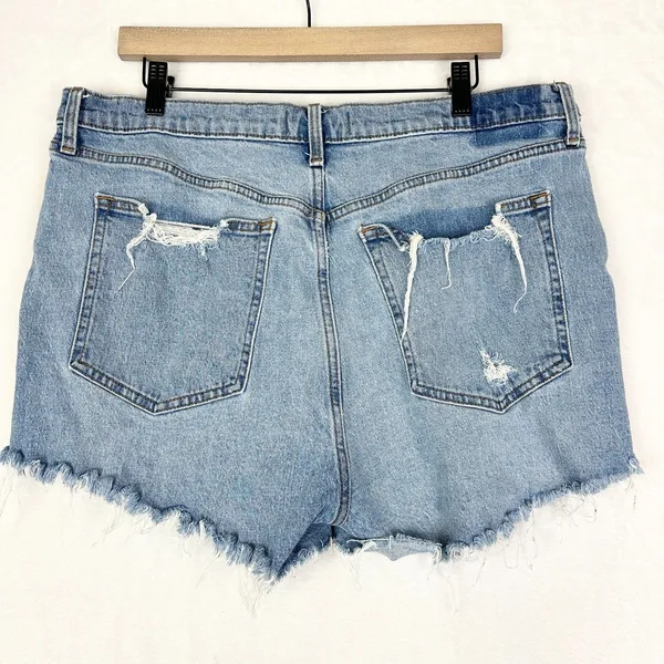 Abercrombie Fitch High Rise Mom Short Size 34 18 Cutoff Raw Frayed Hem - Image 2