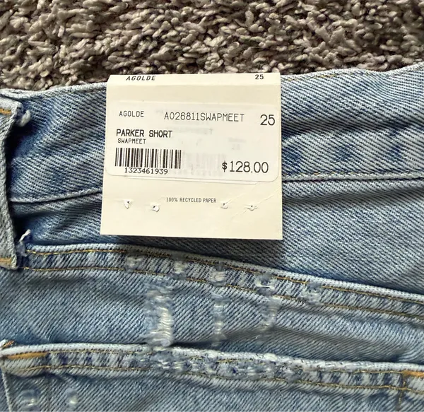 Agolde Parker Light Wash Distressed Denim Cutoff Shorts - Image 8