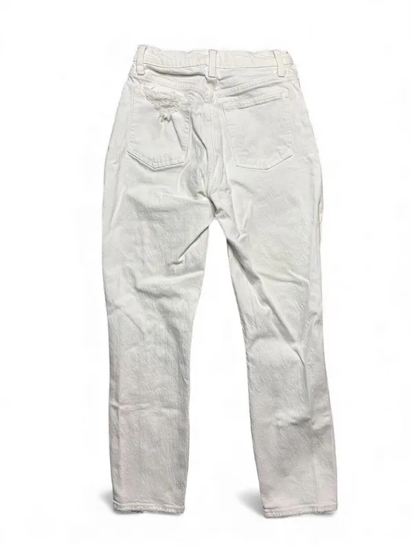 Abercrombie & Fitch White Tapered Ripped Jeans Size 0 FLAWED - Image 2