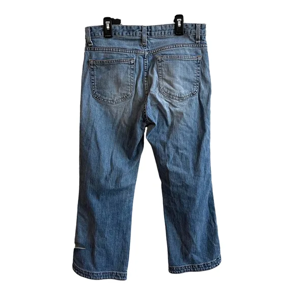 Gap Cropped Boot Cut Jeans Womens 6 Blue Y2K Medium Wash Split Hem Mid Rise - Image 3