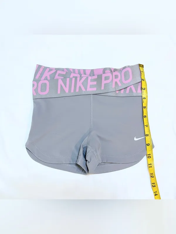 Nike Pro Women’s Mid-Rise 3" Biker Shorts – Thunder Grey/Pink Foam/Metallic – XS - Image 11