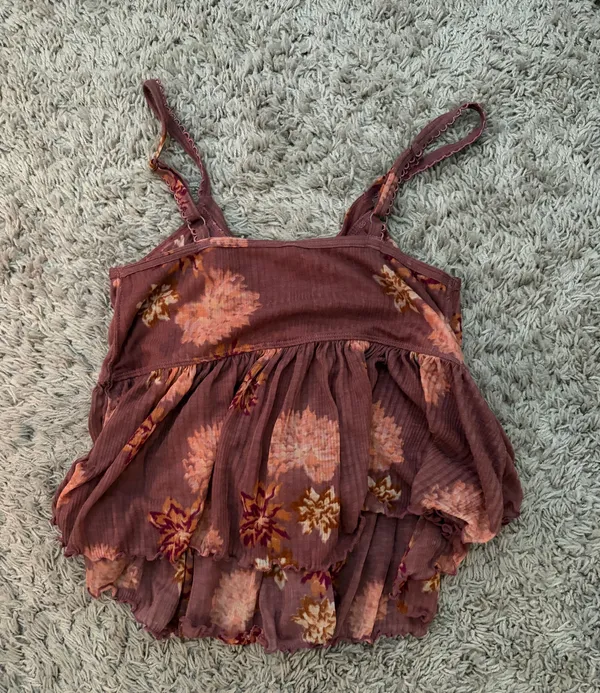 Free people floral tank flowy ruffle crossover - Image 4