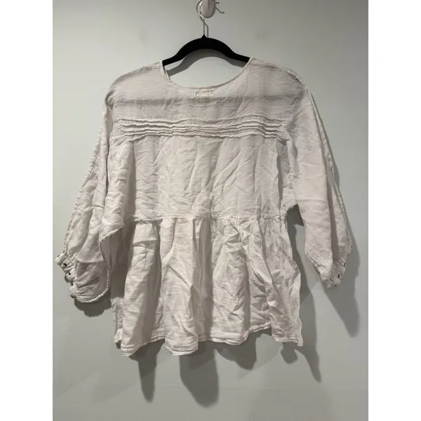 World Market Sheer Top Womens S/M White Boho Cottage 100% Cotton Travel Vacation - Image 2