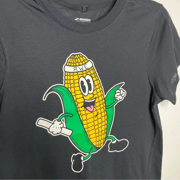 Brooks running corn graphic tee black womens size large‎ casual lightweight - Image 3