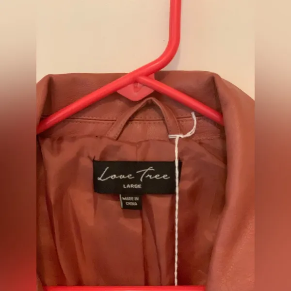 Love Tree Women's Rust Brown Faux Leather Jacket. Size-Large - Image 2