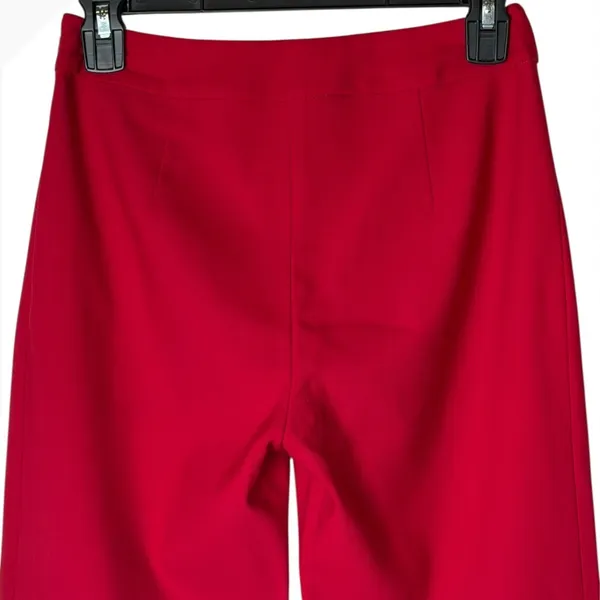 Intermix Pants Women‎ XS Red Cherry Raia Flare Trouser High Rise Side Zip Preppy - Image 6