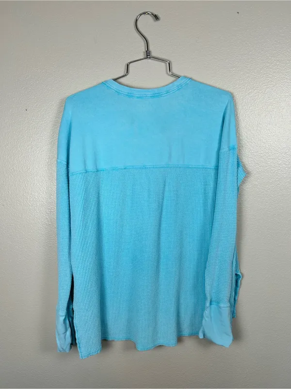 Offline Light Blue/Teal Waffle Henley Long-Sleeve Shirt - Image 2